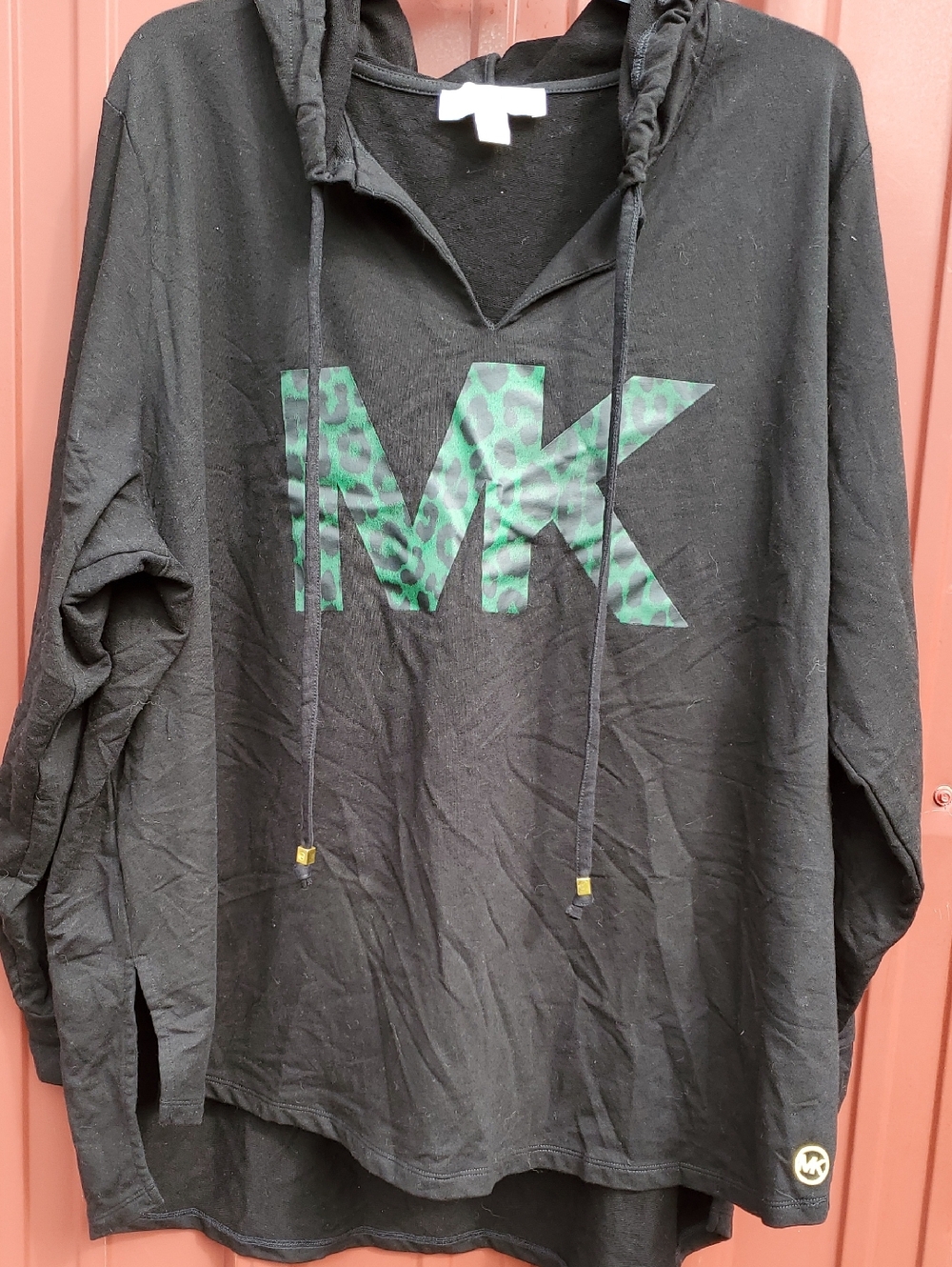 Michael Kors Black Hoodie with Green MK Leopard Logo